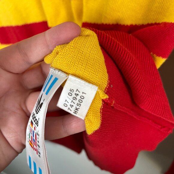 Carlo Gruber Adidas Womens Red Yellow Striped Full-Zip Knit Sweater Large - Picture 8 of 13